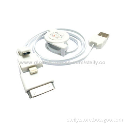 Retractable 3-in-1 universal USB multi-charger cable for iPhone4 - 5/SamsungNew